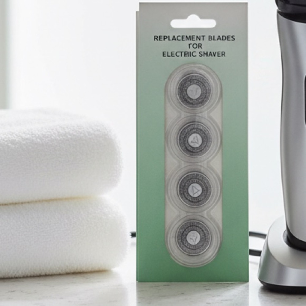 Silver Electric Shaver with Replacement Blades